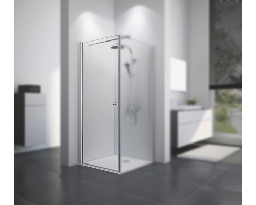 Porte pivotante pour paroi latérale Breuer Elana 8 800x2000 mm en verre véritable transparent clair aspect chrome