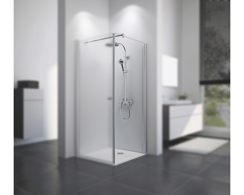 Paroi latérale pour porte pivotante Breuer Elana 8 80 cm butée à droite en verre transparent profilé couleur chrome