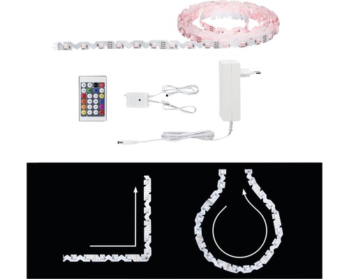 LED Streifen Set mit Fernbedienung, Netzteil und flexiblem Lichtband