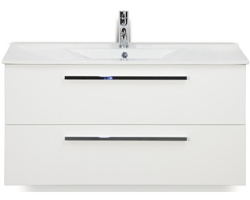 Kit de meubles de salles de bain Seville 100x195 cm blanc haute brillance