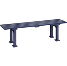 Banc bleu avec sommier à lattes et structure métallique
