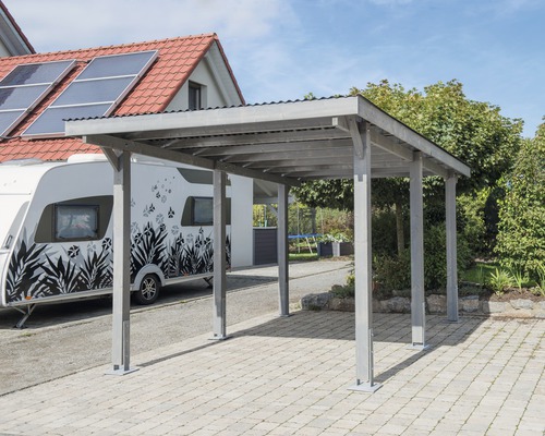 Carport simple Konsta Vertika toit aluminium, 301x504 cm gris