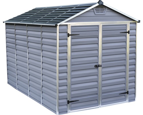 Abri de jardin en métal avec double porte et toit à deux pentes