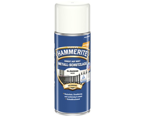 HAMMERITE Metallschutzlackspray glänzend weiß 400 ml Hammerite Metallschutzlack Spraydose für Direktauftrag auf Rost