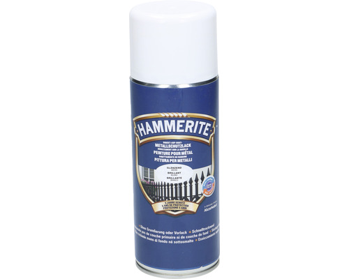 Spray de protection pour métaux HAMMERITE blanc brillant 400 ml Bombe aérosol de peinture pour métal Hammerite
