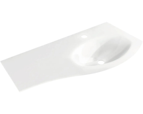 Vasque en verre pour meuble Baden Haus Sting galbée tablette à gauche 104x51 cm blanc Vasque en verre pour meuble Baden Haus Sting galbée tablette à gauche 104x51 cm blanc