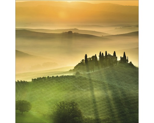 Glasbild Toscanalandschaft 20x20 cm