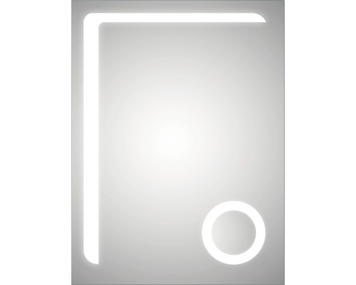 Miroir de salle de bain éclairé avec angle et cercle