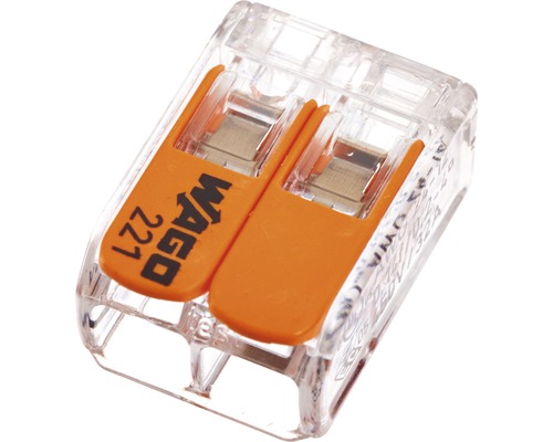 Borne de raccordement Wago 0,14 transparent orange 100 pièces Wago 221 borne de connexion pour câbles électriques