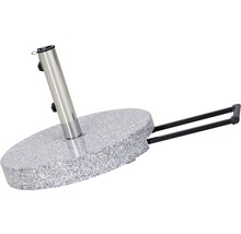Sonnenschirmständer aus Granit mit Rollen und Edelstahlrohr