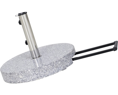 Sonnenschirmständer aus Granit mit Rollen und Edelstahlrohr