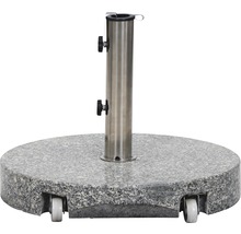 Sonnenschirmständer aus Granit mit Rollen und Edelstahlrohr