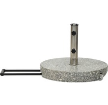 Granit Sonnenschirmständer mit Edelstahlrohr und Rollen