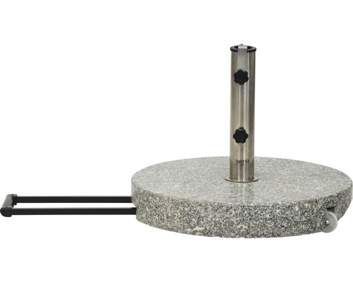 Granit Sonnenschirmständer mit Edelstahlrohr und Rollen