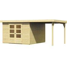 Abri de jardin en bois avec double porte et annexe