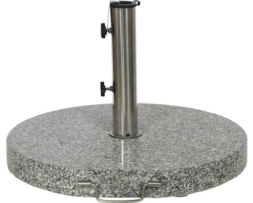 Sonnenschirmständer aus Granit mit einem Rohr aus Edelstahl