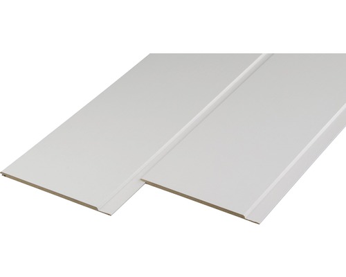 Dekorpaneel Esche Kristallweiss 10x150x2600 mm Zwei weisse Paneele