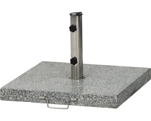 Support de parasol en granit avec tube en acier inoxydable et poignées de transport