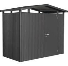 Gartenhaus biohort Panorama P1 mit Einzeltür, Regal und Dachrinne 273 x 158 cm dunkelgrau-metallic