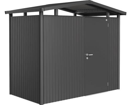 Gartenhaus biohort Panorama P1 mit Einzeltür, Regal und Dachrinne 273 x 158 cm dunkelgrau-metallic Gartenhaus biohort Panorama P1 mit Einzeltür, Regal und Dachrinne 273 x 158 cm dunkelgrau-metallic