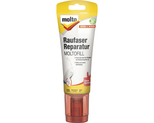 Enduit de réparation papiers peints ingrain Moltofill 330 g Tube de réparation Molto Raufaser pour la réparation des murs et des plafonds