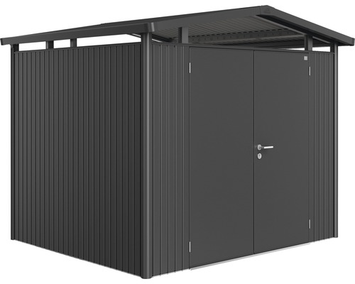 Gartenhaus biohort Panorama P3 mit Doppeltür, Regal und Dachrinne 273 x 238 cm dunkelgrau-metallic Gartenhaus biohort Panorama P3 mit Doppeltür, Regal und Dachrinne 273 x 238 cm dunkelgrau-metallic