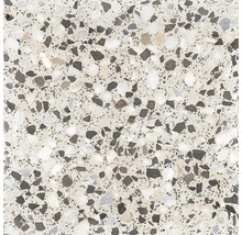 Nahaufnahme einer Terrazzo Fliese mit Steinsplittern