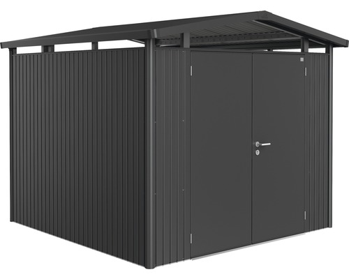 Gartenhaus biohort Panorama P4 mit Doppeltür, Regal und Dachrinne 273 x 278 cm dunkelgrau-metallic Gartenhaus biohort Panorama P4 mit Doppeltür, Regal und Dachrinne 273 x 278 cm dunkelgrau-metallic
