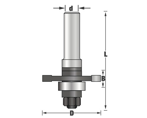 Schéma technique d''une fraise à rainurer avec indications de dimensions