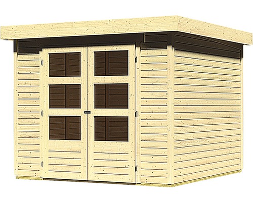 Abri de jardin en bois avec double porte et fenêtres