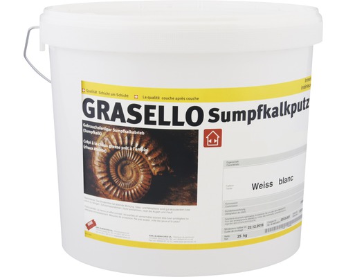 Enduit de chaux grasse KABE Grasello ribé plein 1.0 mm blanc 25 kg