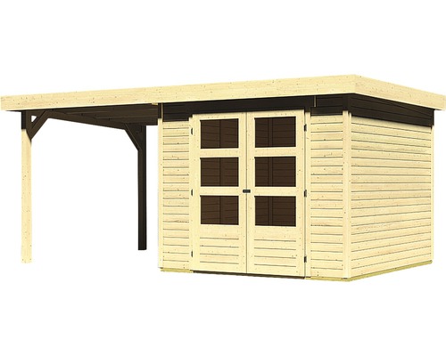 Holzgartenhaus mit Doppeltür und Carport