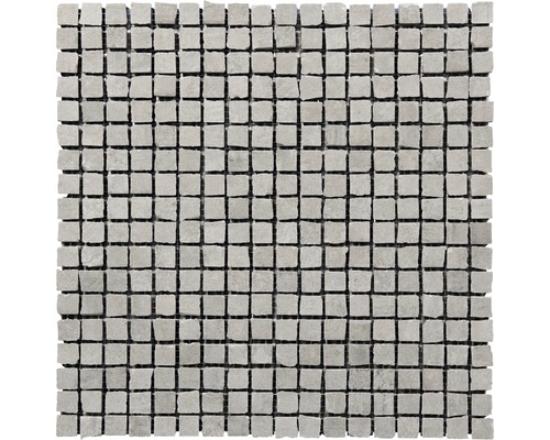 Feinsteinzeugmosaik Arcadia Tumbled grau 30x30 cm Mosaikfliese mit quadratischem Muster für Wand- und Bodengestaltung
