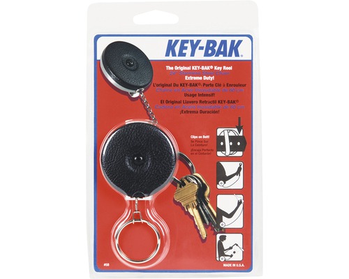 Porte-clefs à enrouleur Key-Bak avec chaîne, noir