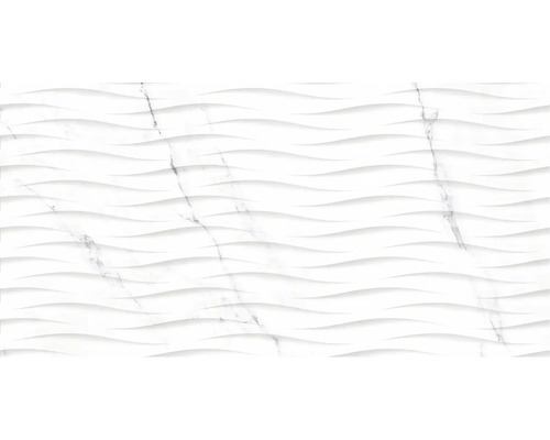 Feinsteinzeug Dekorfliese Verona blanco 45 x 90 cm gewellt