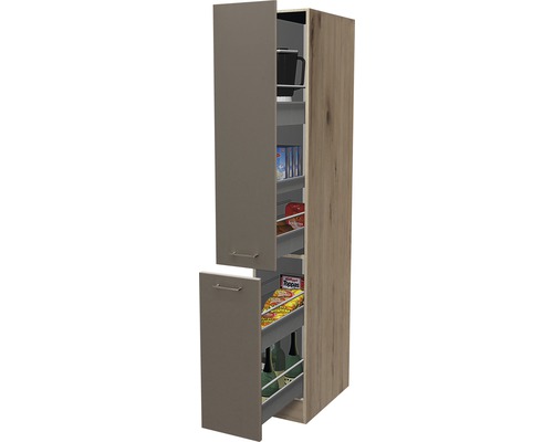 Apothekerschrank Flex Well Riva BxHxT 30x200x57 cm Frontfarbe quarzit cubanit - Korpusfarbe san remo eiche hell