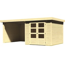 Abri de jardin en bois avec double porte et auvent