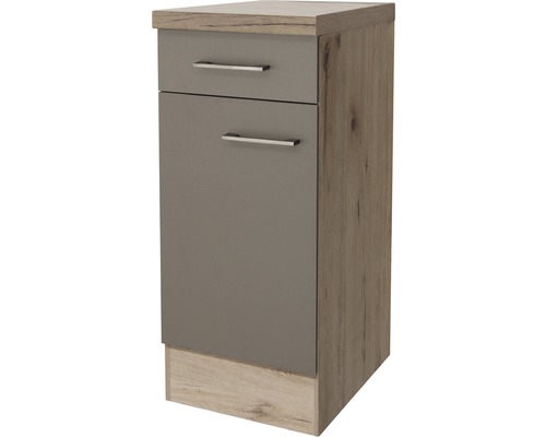 Unterschrank mit Schublade und Drehtür Flex Well Riva BxHxT 30x86x60 cm Frontfarbe quarzit cubanit - Korpusfarbe san remo eiche hell