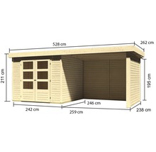 Abri de jardin en bois, dimensions 528 x 238 x 211 cm
