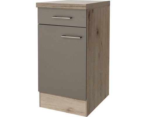 Unterschrank mit Schublade und Drehtür Flex Well Riva BxHxT 40x86x60 cm Frontfarbe quarzit cubanit - Korpusfarbe san remo eiche hell Unterschrank mit Schublade und Drehtür Flex Well Riva BxHxT 40x86x60 cm Frontfarbe quarzit cubanit - Korpusfarbe san remo eiche hell