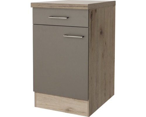 Unterschrank mit Schublade und Drehtür Flex Well Riva BxHxT 50x86x60 cm Frontfarbe quarzit cubanit - Korpusfarbe san remo eiche hell Unterschrank mit Schublade und Drehtür Flex Well Riva BxHxT 50x86x60 cm Frontfarbe quarzit cubanit - Korpusfarbe san remo eiche hell