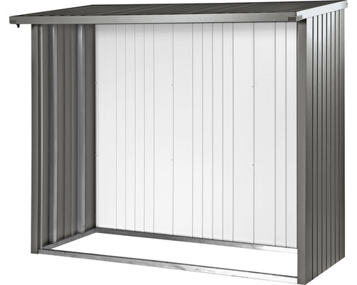 Paroi arrière biohort Woodstock 230 217.5x196.5 cm gris quartz métallique Abri à bois en métal avec paroi arrière