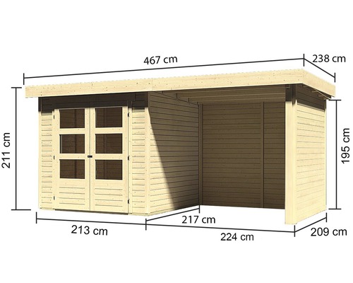 Holzgartenhaus mit Abmessungen
