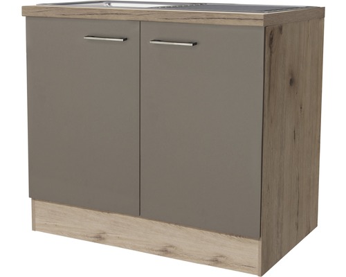 Spülenunterschrank Flex Well Riva Breite 100 cm san remo eiche hell/quarzit cubanit