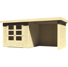 Abri de jardin en bois avec porte double et annexe