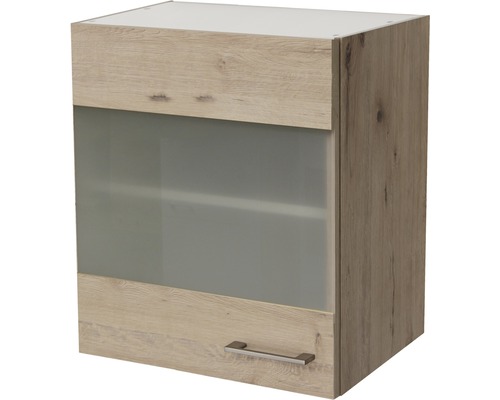 Hängeschrank mit Glastür Flex Well Riva BxHxT 50x55x32 cm Frontfarbe san remo eiche hell - Korpusfarbe san remo eiche hell