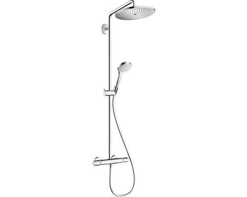 Colonne de douche Hansgrohe avec thermostat Croma Select S chrome 26790000 Système de douche avec douche de tête, douchette à main et mitigeur thermostatique