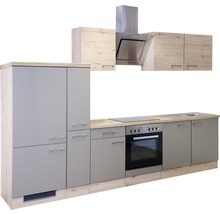 Cuisine complète avec appareils Flex Well Riva 300 cm couleur de façade quarzit cubanit chêne clair san remo - couleur du corps chêne clair san remo 00010441