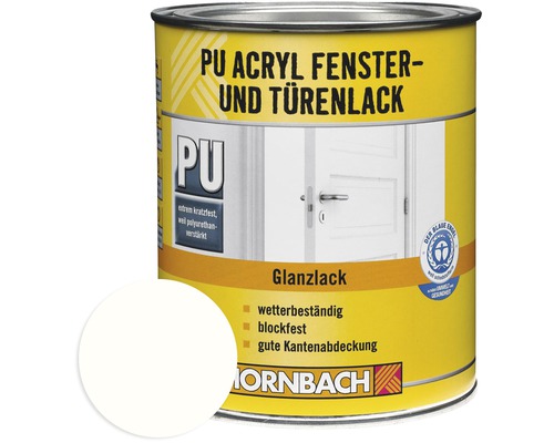 Laque acrylique PU pour fenêtres et portes brillante, blanc 375 ml Pot de peinture acrylique PU pour fenêtres et portes avec exemple de couleur