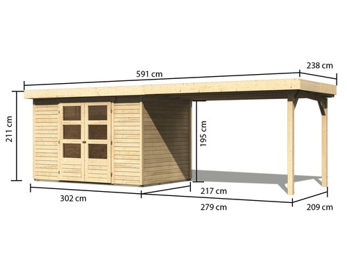 Dimensions d''abri de jardin avec carport en bois